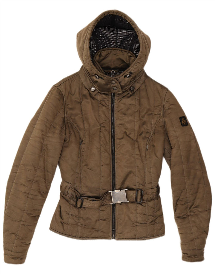 Refrigiwear Chaqueta acolchada con capucha para mujer UK 14 Poliamida marrón medio