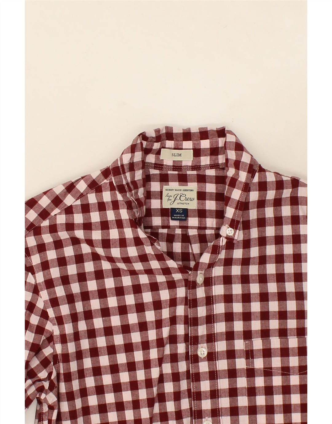 J. CREW Mens Slim Shirt XS Maroon Gingham Cotton Vintage J. Crew and Second-Hand J. Crew from Messina Hembry 