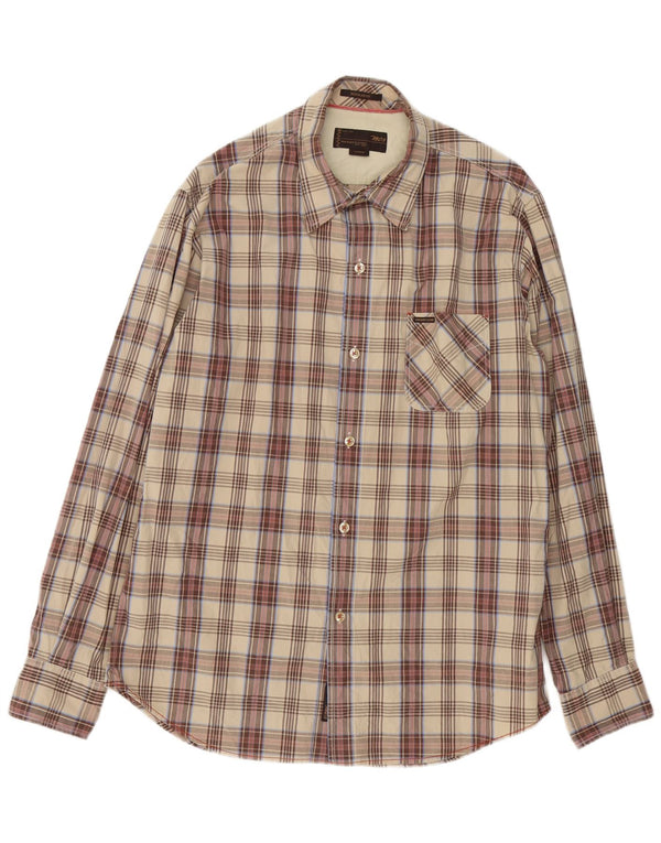 Marlboro Classics Camisa Hombre Grande Marrón Cuadros Algodón