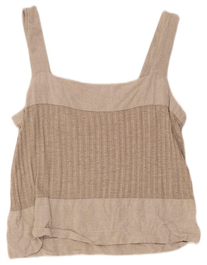 Vintage mujer crop Cami Top Reino Unido 8 pequeño bloque de color gris