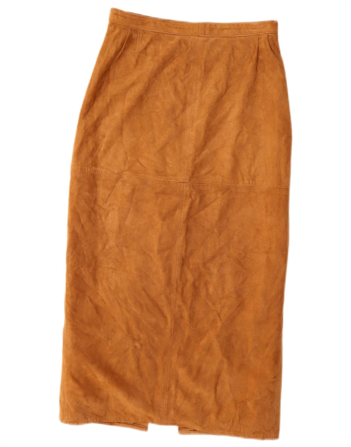 Falda midi de ante vintage para mujer W28 Beige medio