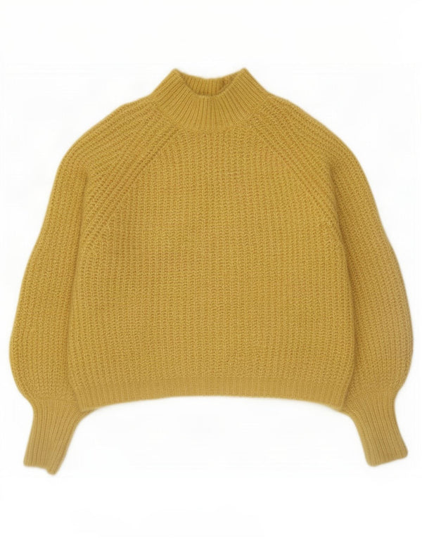 Zara Mujer Jersey Cuello Alto Jersey UK 40 XL Poliéster Amarillo