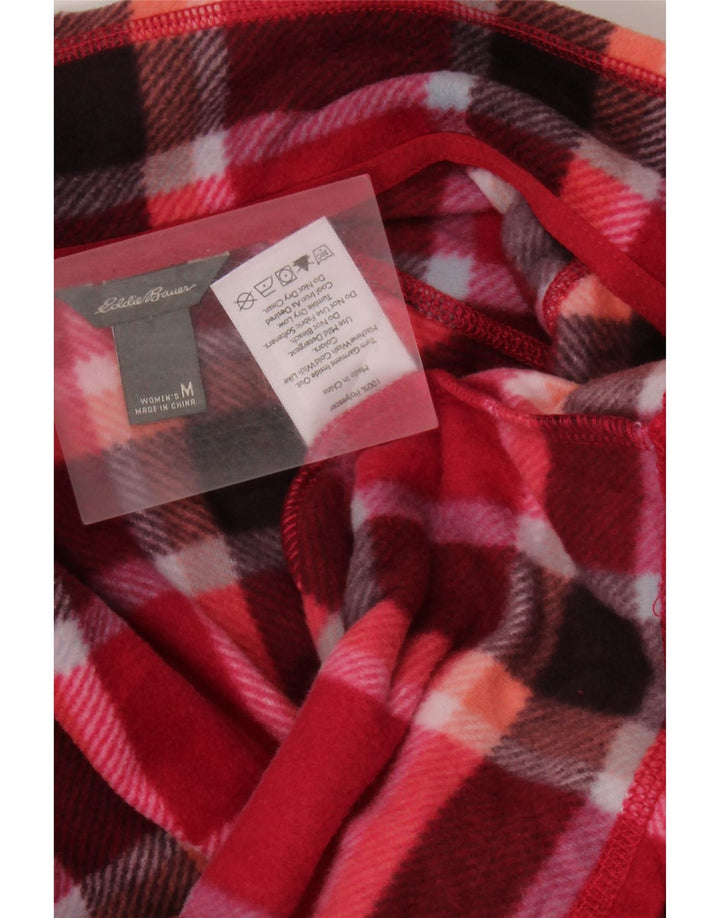 EDDIE BAUER Jersey polar con cuello y cremallera para mujer Reino Unido 14 Poliéster a cuadros rojos medianos