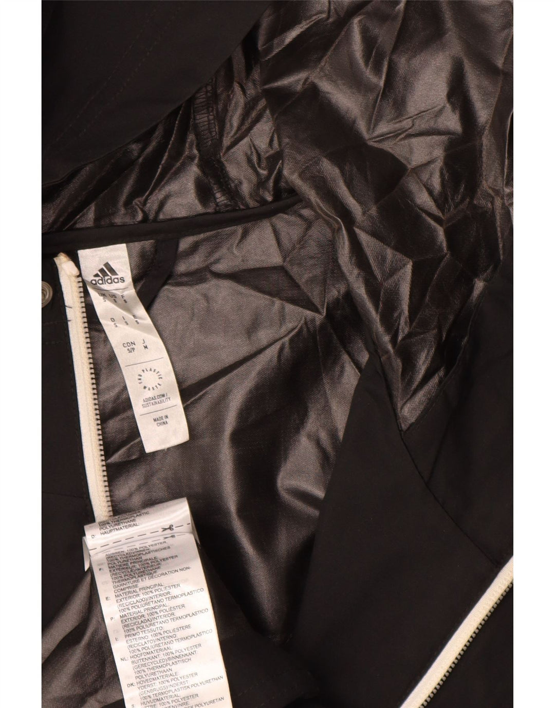 Adidas Chaqueta impermeable con capucha para hombre UK 36 Small Poliéster negro