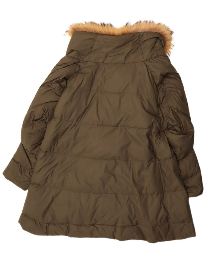 VINTAGE Womens Padded Coat IT 48 XL Khaki Nylon