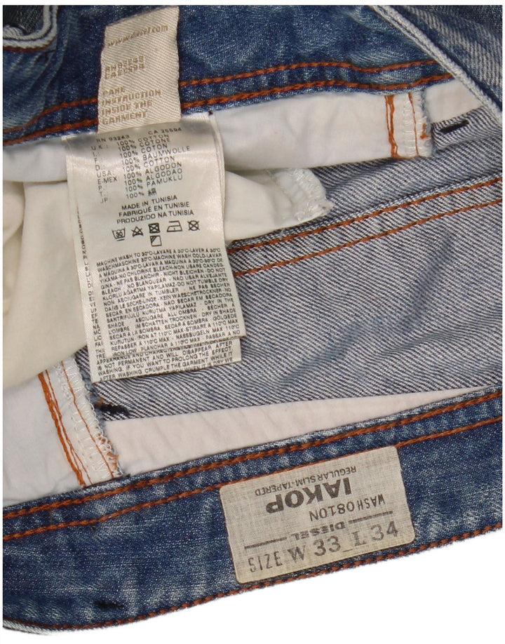 Diesel Hombre Iakop Vaqueros Slim Desgastados W33 L34 Algodón Azul