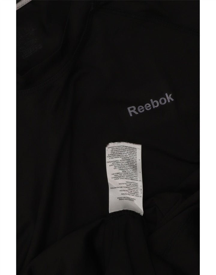 Reebok Hombre Top Manga Larga Pequeño Poliéster Negro