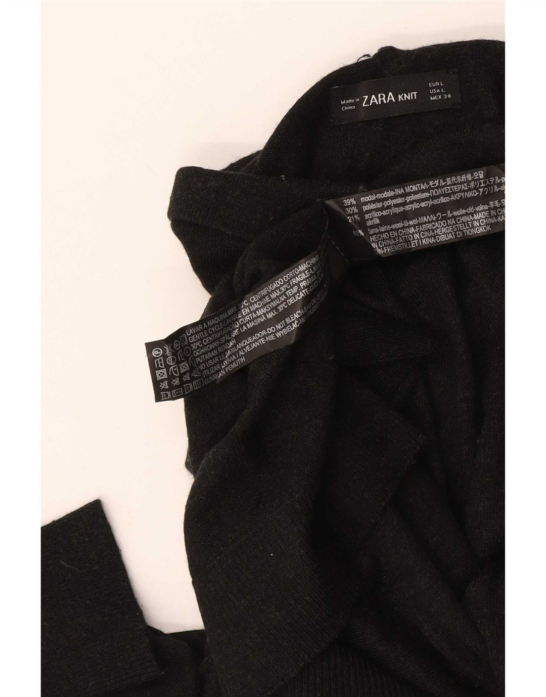 Zara Jersey con cuello alto para mujer, talla 44, talla grande, modal negro