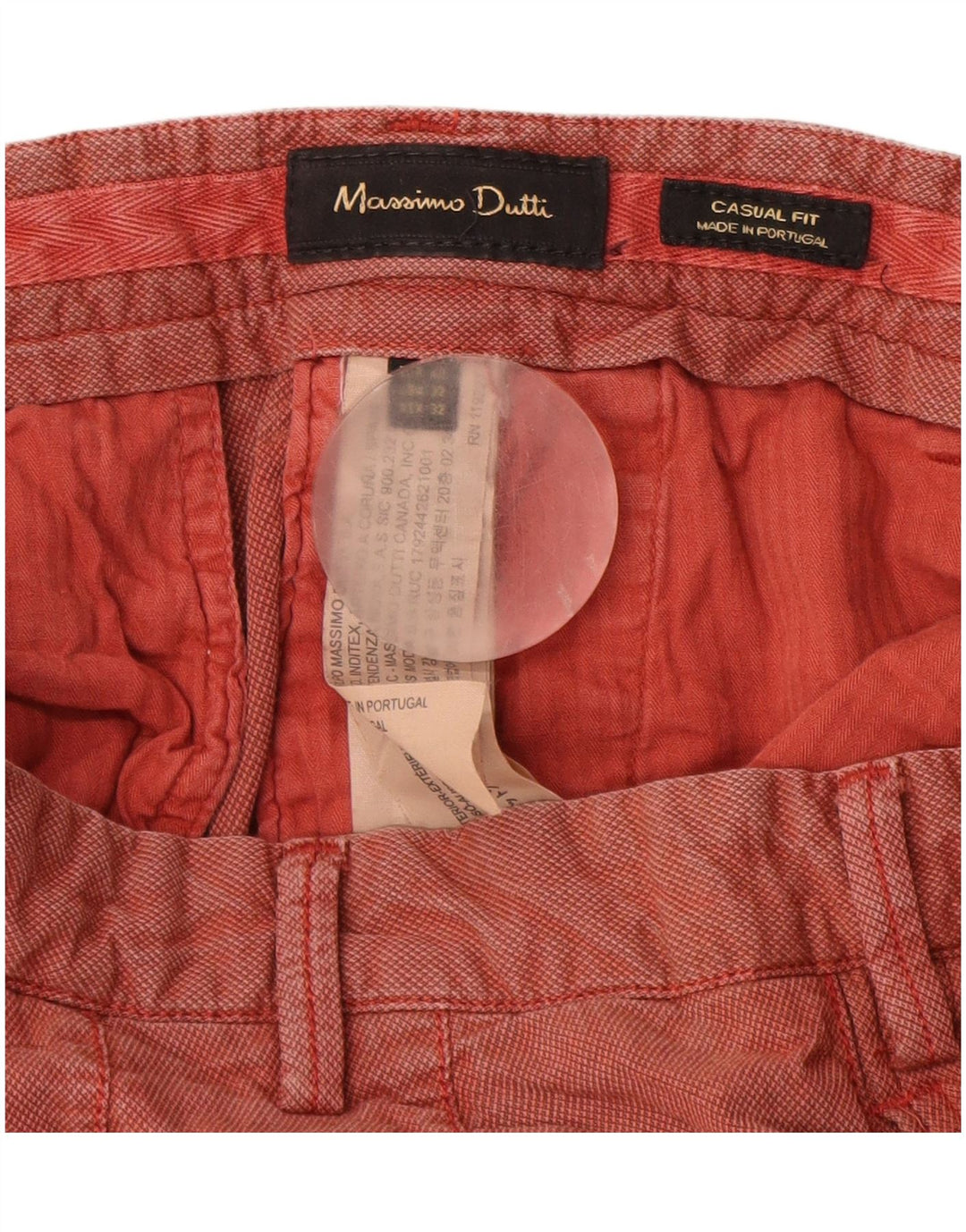 MASSIMO DUTTI Pantalones chinos de corte casual para hombre EU 42 Large W32 L32 Rojo