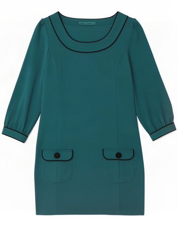 Next Vestido recto de manga 3/4 para mujer UK 42 Poliéster verde medio