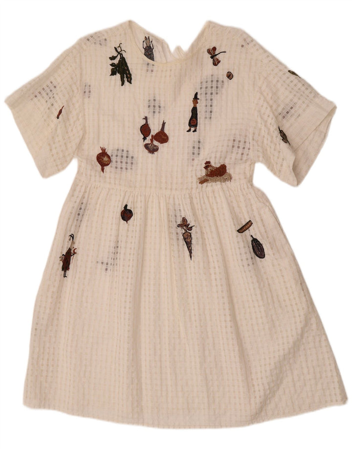 Donoratico Vestido acampanado gráfico para mujer UK 42 Medio Blanco