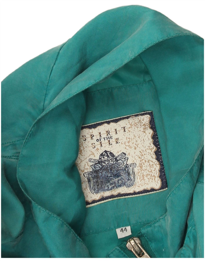 Abrigo vintage para mujer IT 44 Seda turquesa media