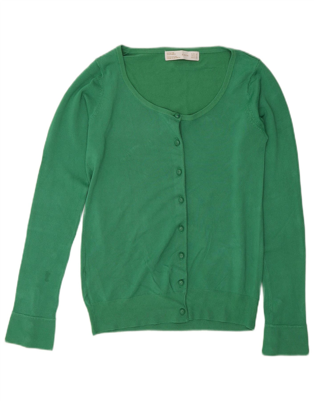 Zara Mujer Cárdigan Suéter UK 12 Rayón Verde Medio