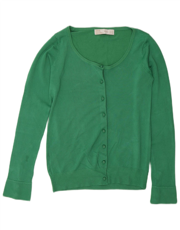 Zara Mujer Cárdigan Suéter UK 12 Rayón Verde Medio
