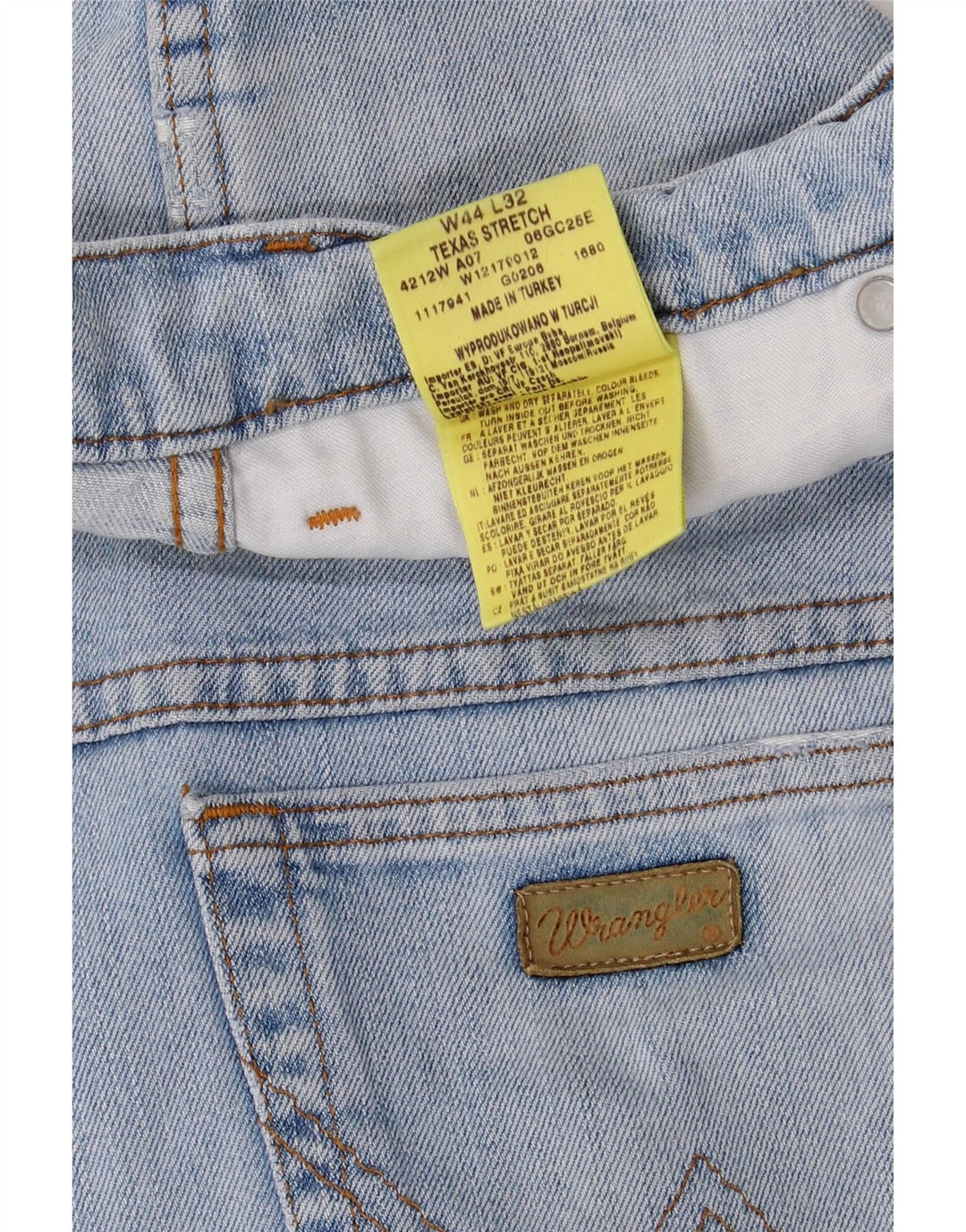 WRANGLER Vaqueros rectos elásticos Texas para hombre W44 L28 Algodón azul