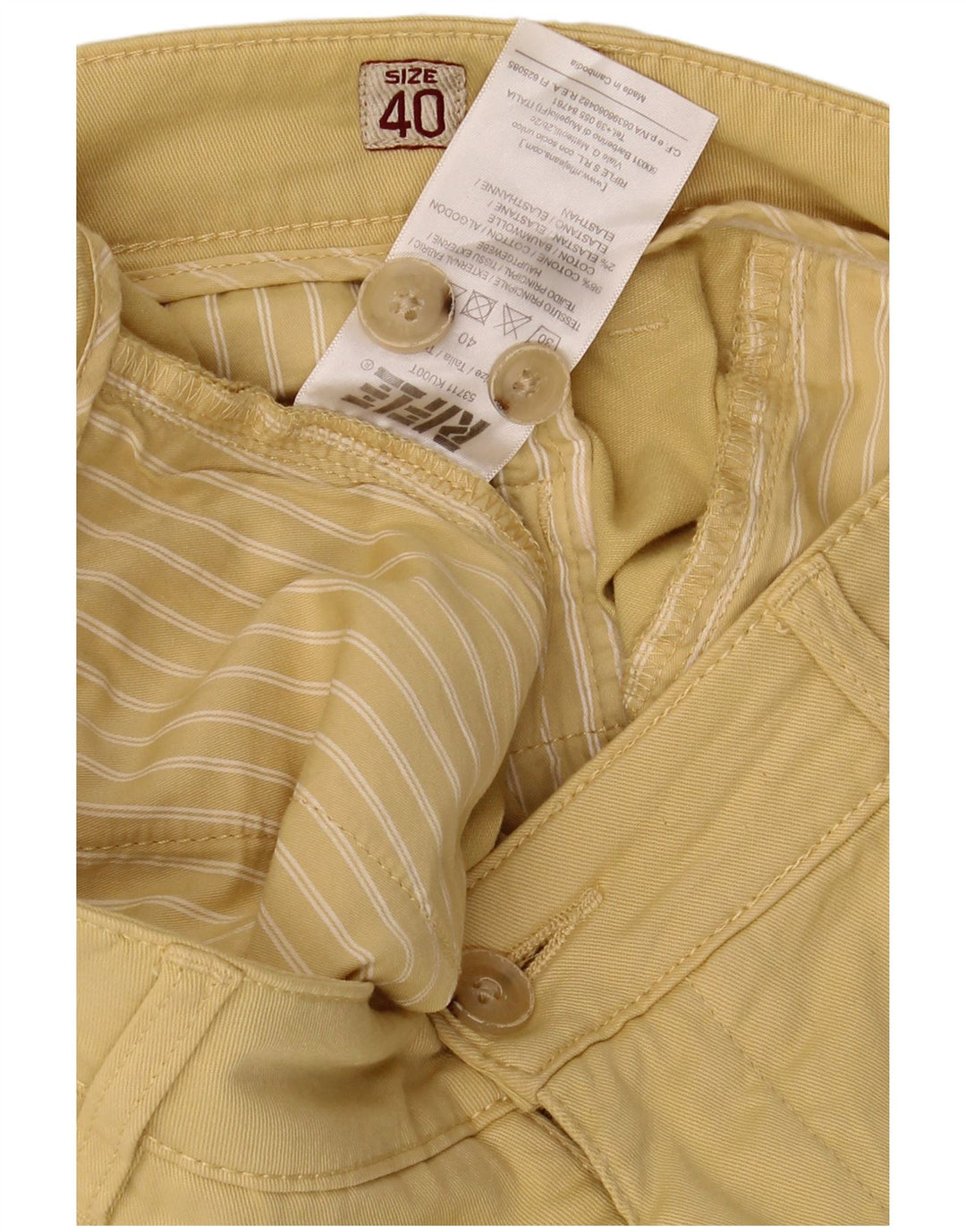 RIFLE Pantalones cortos chinos para hombre W40 XL Algodón amarillo