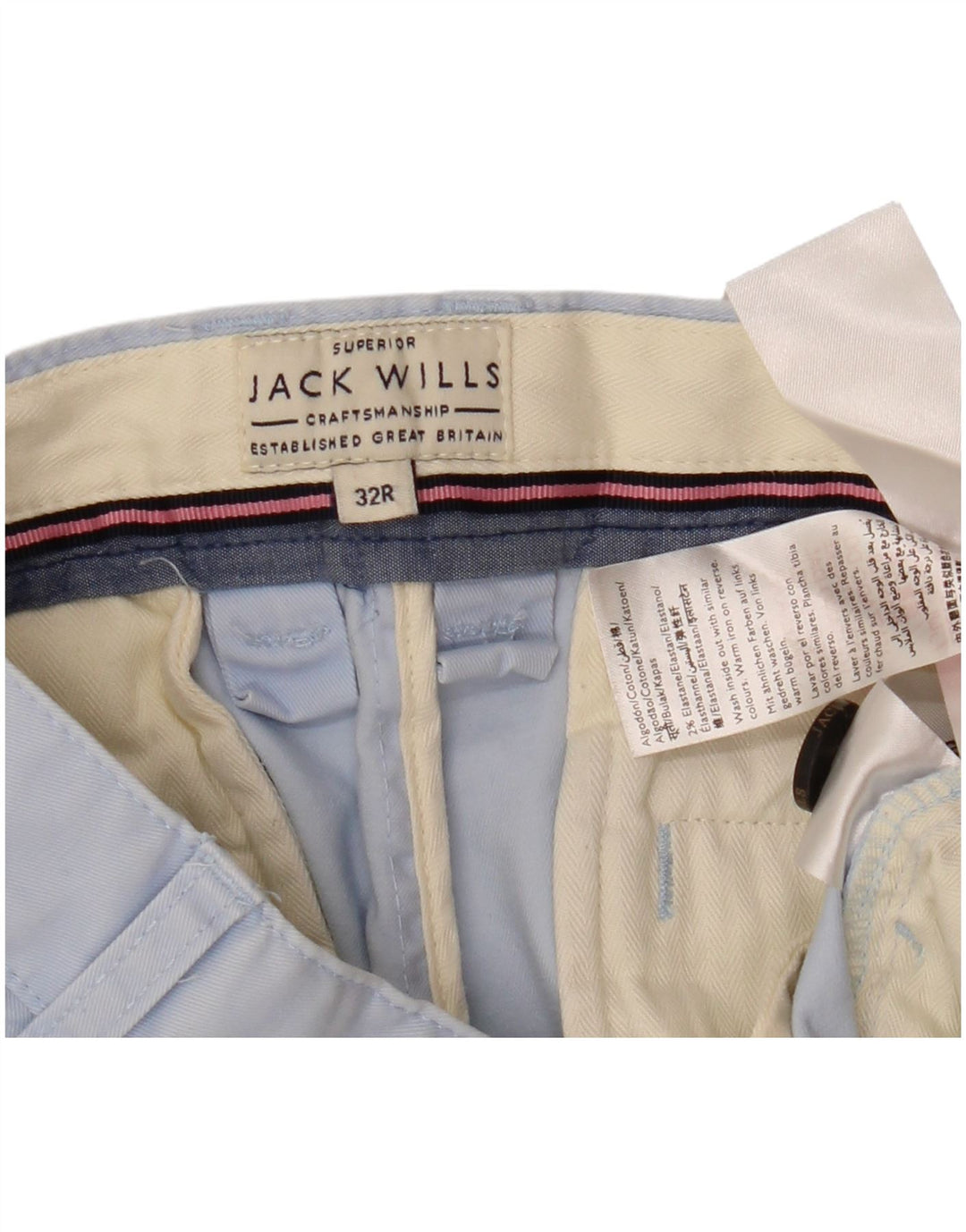 JACK WILLS Pantalones cortos chinos para hombre W32 Algodón azul medio