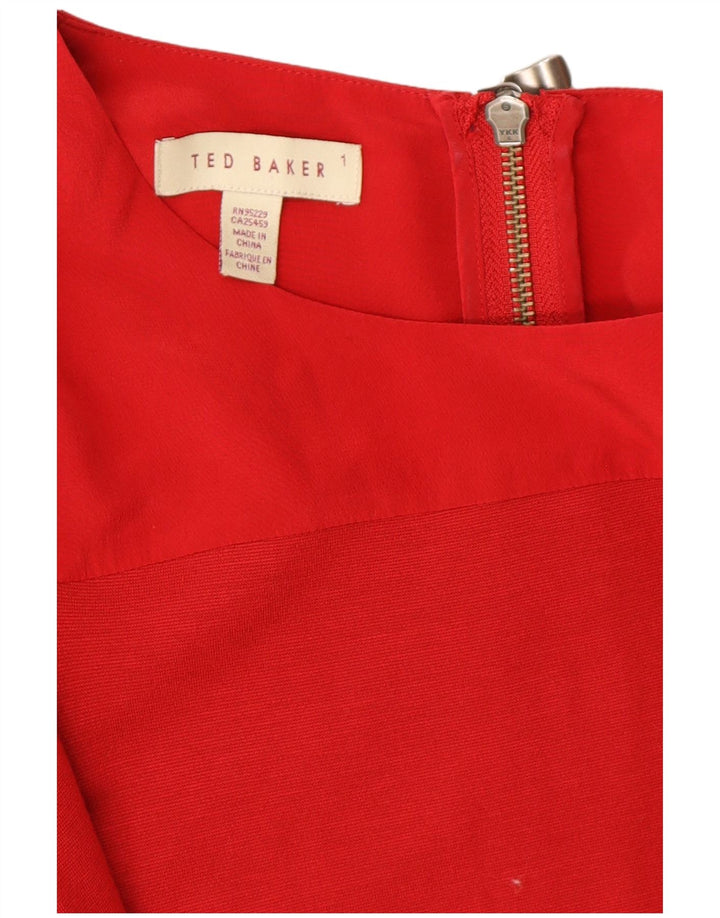 TED BAKER Vestido básico de manga larga para mujer Talla 1 XS Rojo