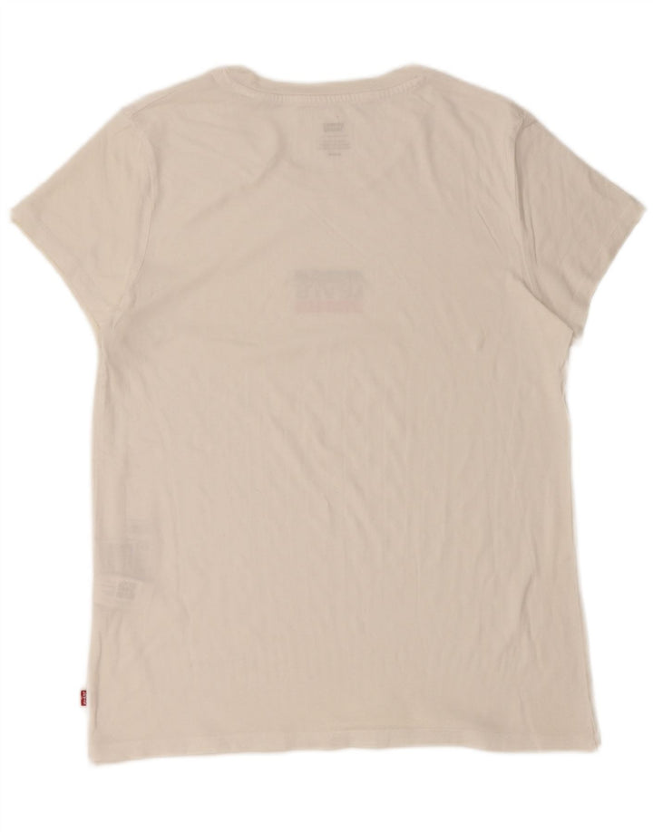 LEVI'S Womens Graphic T-Shirt Top UK 14 Medium White Cotton