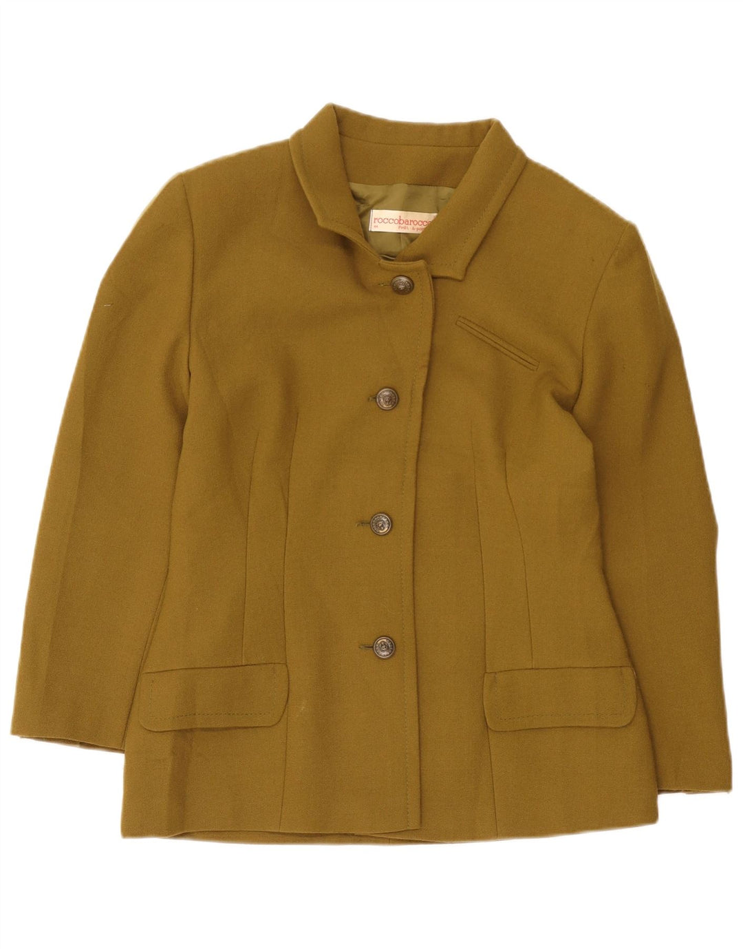 Roccobarocco Chaqueta Blazer De 4 Botones Para Mujer IT 44 Lana Caqui Mediana