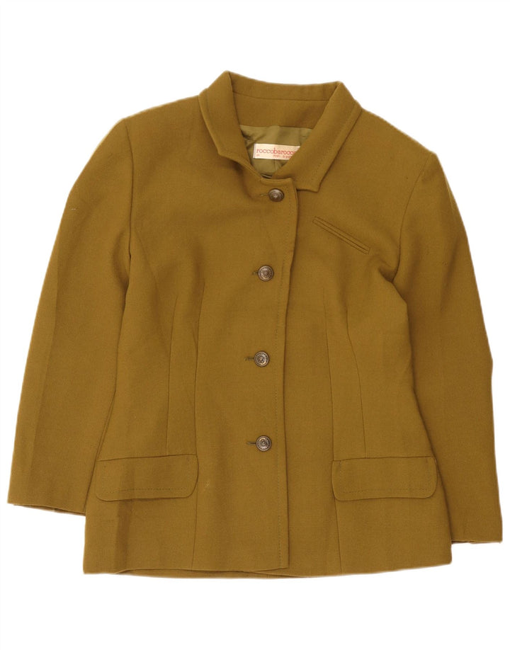 Roccobarocco Chaqueta Blazer De 4 Botones Para Mujer IT 44 Lana Caqui Mediana