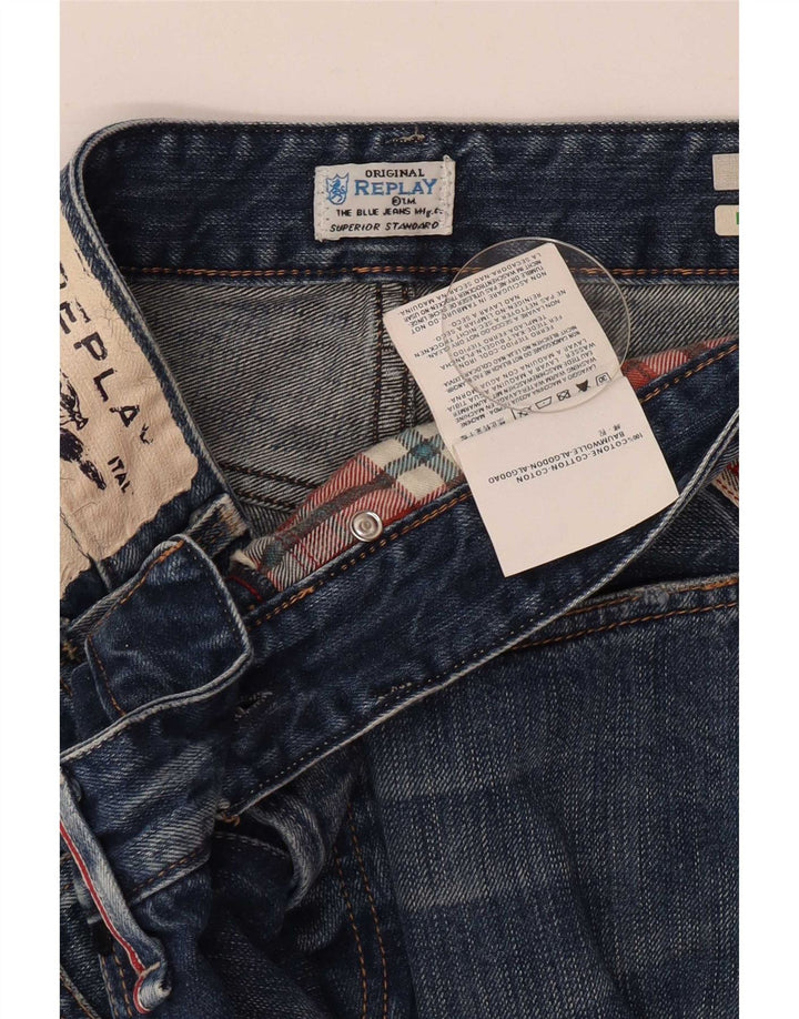 Replay Vaqueros ajustados desgastados para hombre W34 L34 Algodón azul