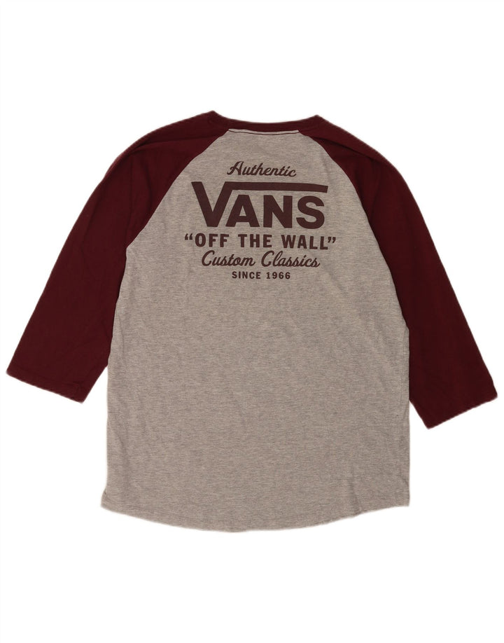 Vans Top gráfico de manga 3/4 de algodón gris color block grande para hombre