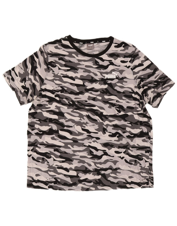 PUMA Camiseta para hombre Top 2XL Gris Camuflaje Algodón