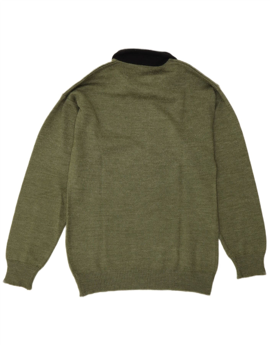 Vintage hombres polo cuello jersey suéter medio verde colorblock