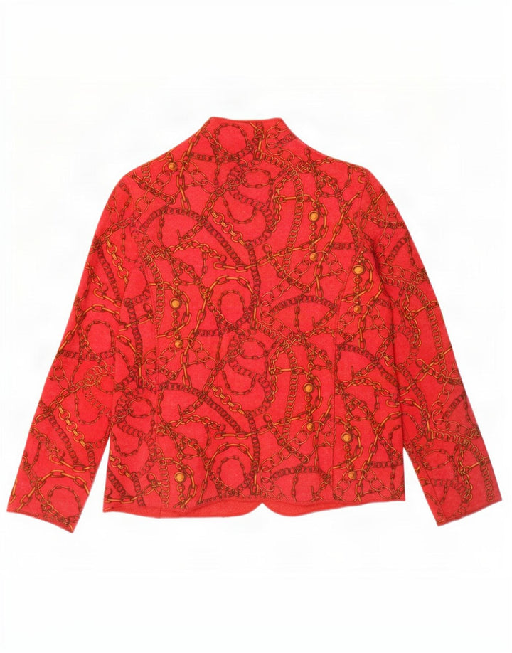 Vintage mujer patrón abstracto chaqueta blazer reversible Reino Unido 14 rojo medio