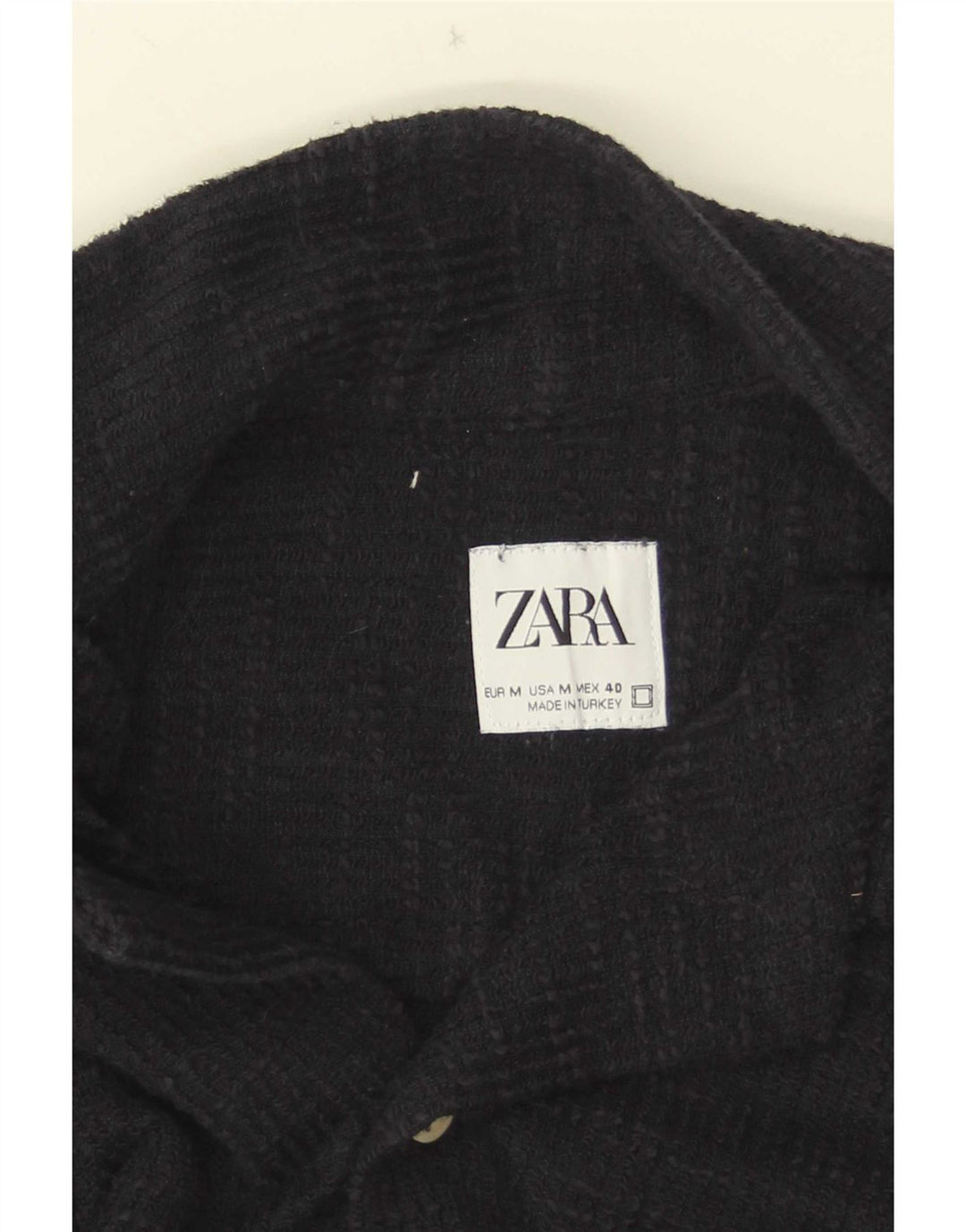 Zara Mujer Camisa Manga Corta Azul Marino Mediano
