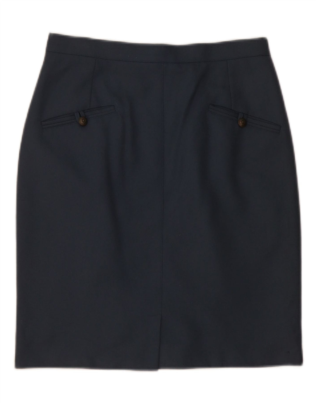 VINTAGE Falda lápiz para mujer Mediana W28 Lana azul marino