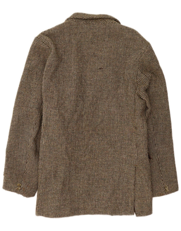 Harris Tweed Chaqueta tipo blazer de 3 botones para hombre UK 40 Large Brown Check Lana nueva