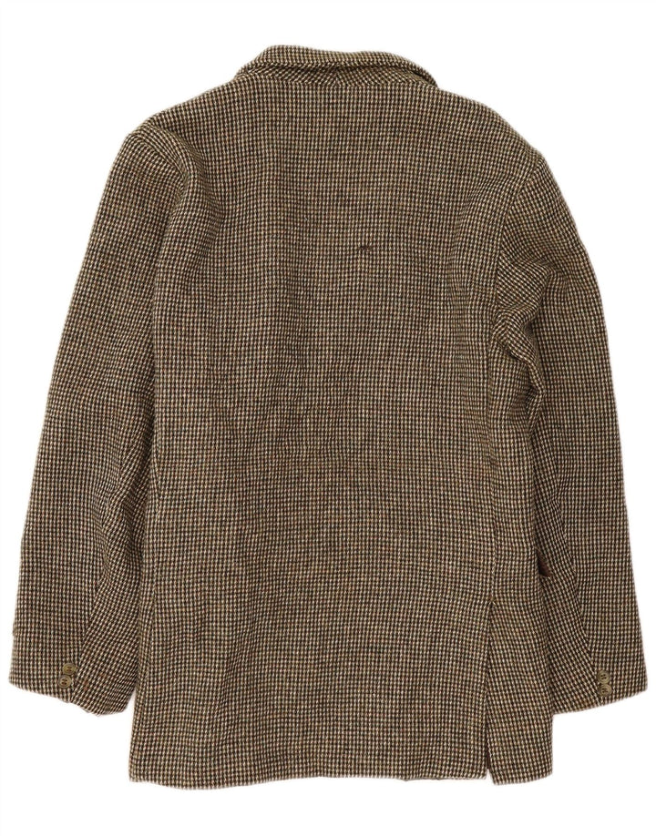 Harris Tweed Chaqueta tipo blazer de 3 botones para hombre UK 40 Large Brown Check Lana nueva