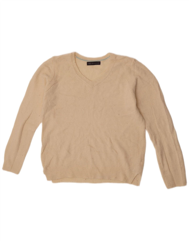 Marks & Spencer Jersey con Cuello en V para Mujer Lana Mediana Color Blanco Roto