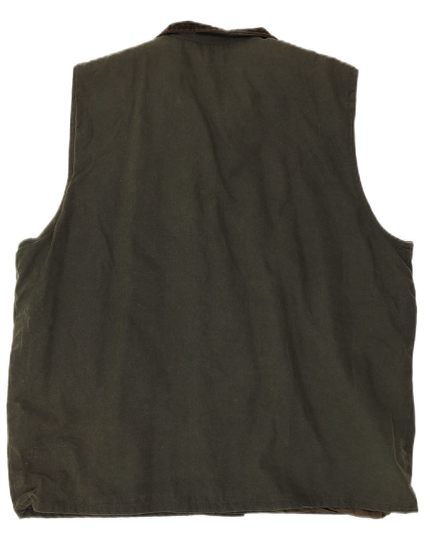 Walker and Hawkes Chaleco de algodón encerado para hombre UK 42 XL Bloque de color caqui