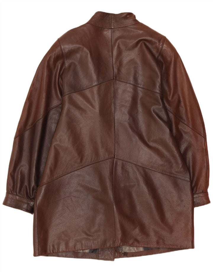 Vintage mujer abrigo de cuero de gran tamaño Reino Unido 14 marrón medio