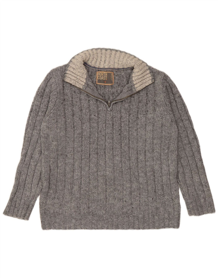MARKS & SPENCER Suéter tipo jersey con cuello y cremallera para hombre Acrílico gris pequeño