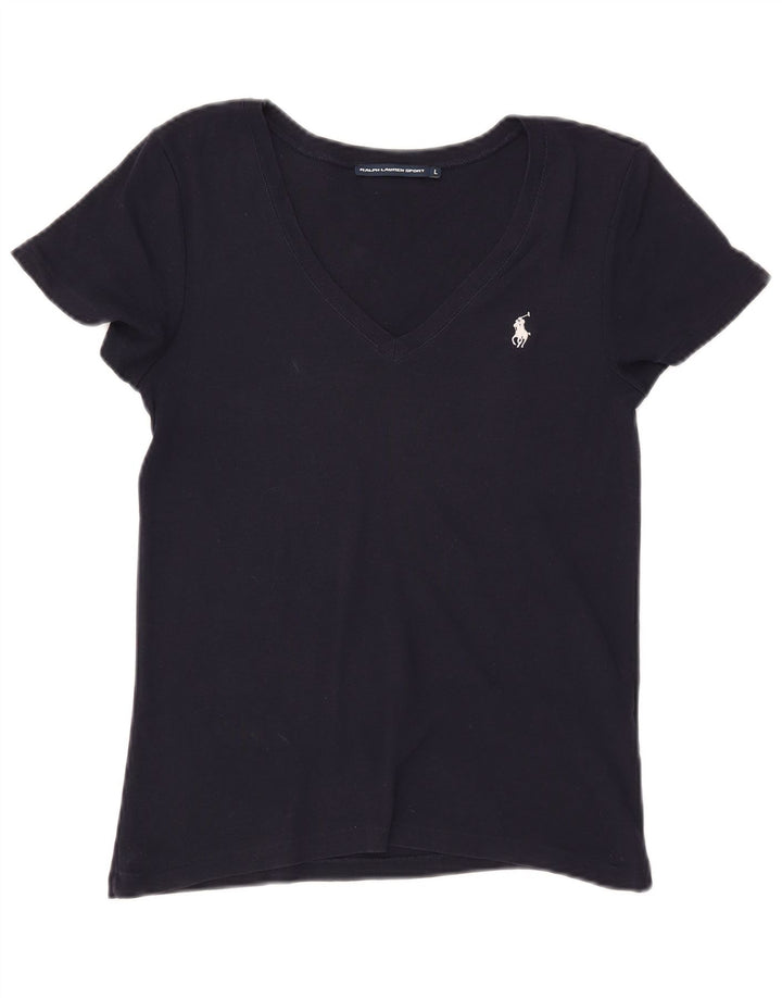RALPH LAUREN Camiseta para mujer Top UK 14 Grande Azul marino Algodón