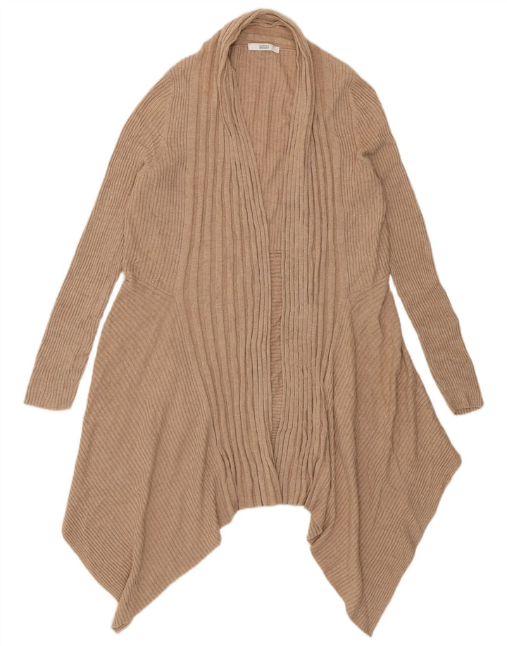 Marks & Spencer Suéter tipo cárdigan abierto asimétrico para mujer UK 46 Large Beige