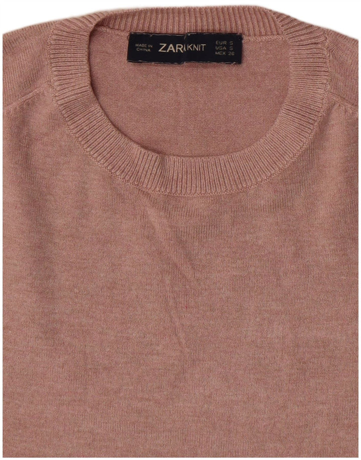 Zara - Jersey de cuello redondo para mujer, talla 8, color rosa