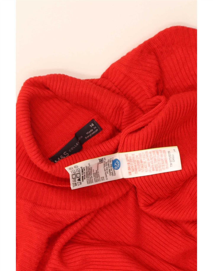 Marks & Spencer Suéter tipo jersey con cuello vuelto para mujer UK 44 Viscosa roja mediana