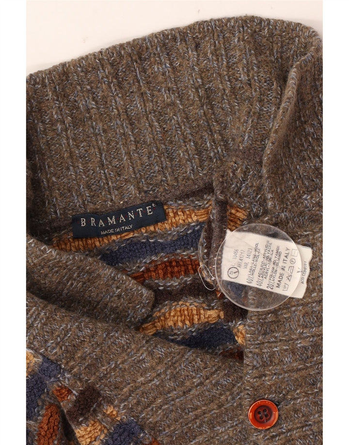 Bramante Jersey De Cuello Polo para Hombre De Lana Geométrica Multicolor Grande