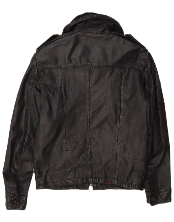 Superdry Chaqueta De Cuero Militar Para Mujer UK 40 Small Black