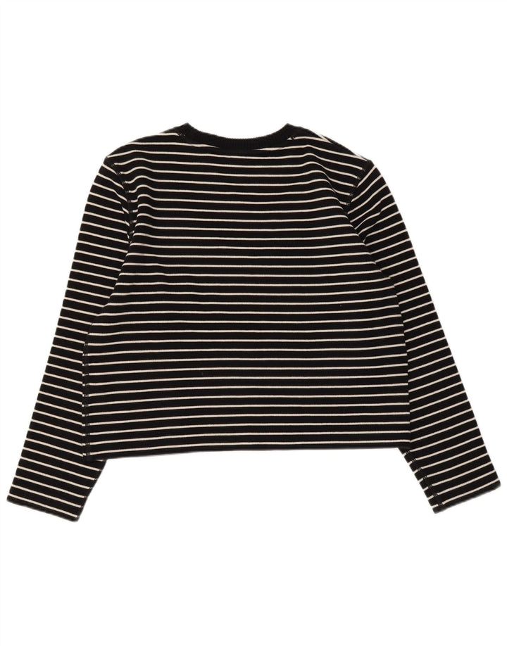Massimo Dutti Top Mujer Manga Larga UK 44 Mediano Negro Rayas Algodón