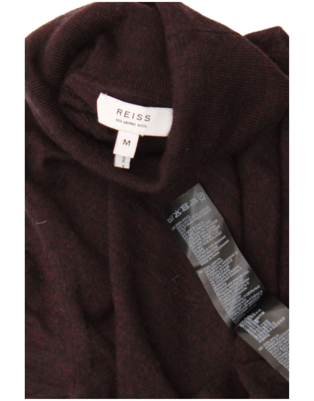 Jersey Reiss para hombre con cuello vuelto y lana en color burdeos medio