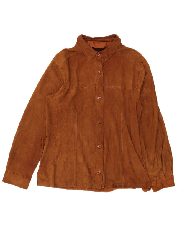 Camisa Vintage Mujer Ante IT 48 XL Cuero Marrón