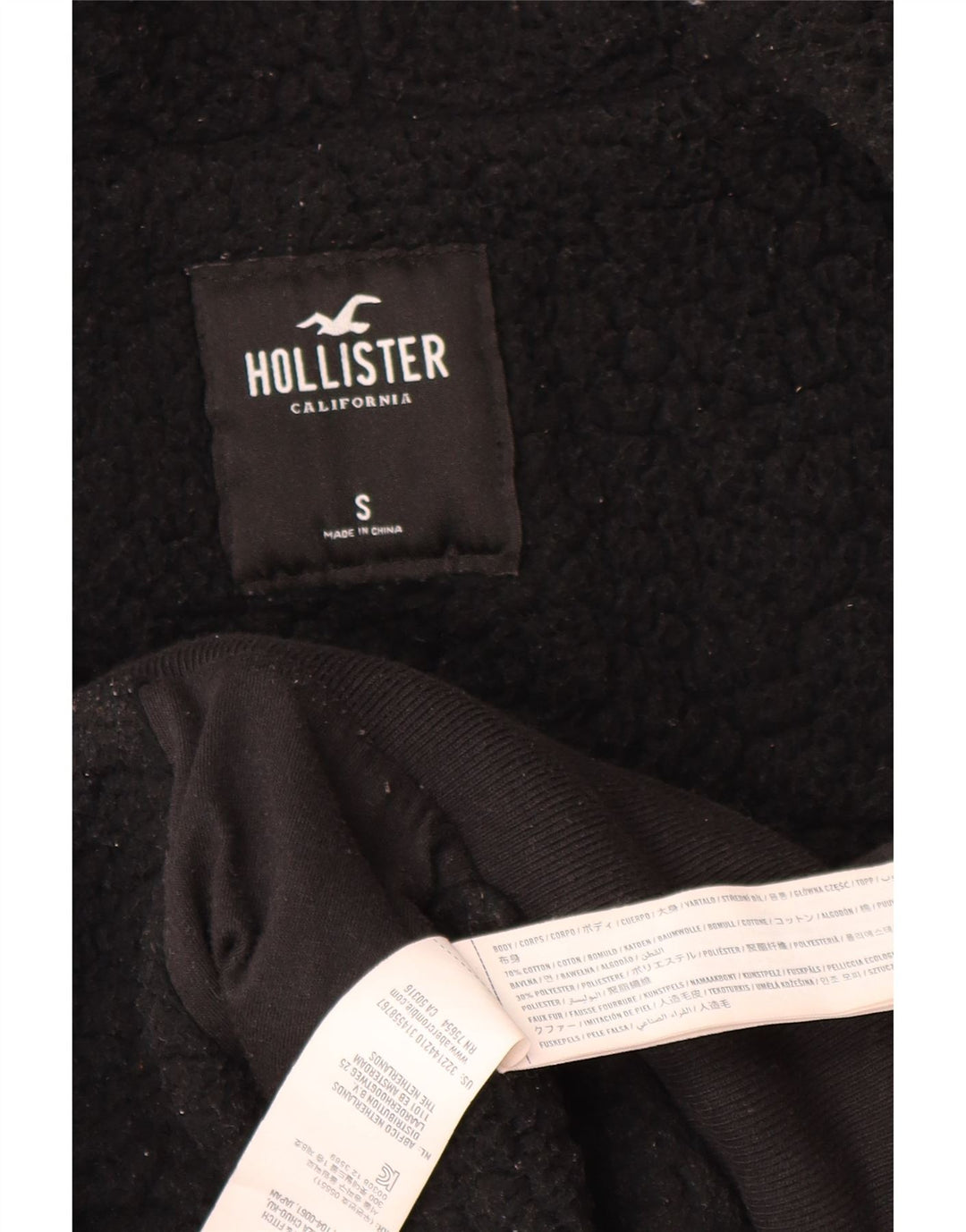 HOLLISTER Suéter con capucha y cremallera gráfica para hombre Pequeño Algodón negro
