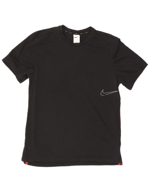 Nike Camiseta gráfica para hombre Top mediano negro de algodón con bloques de color