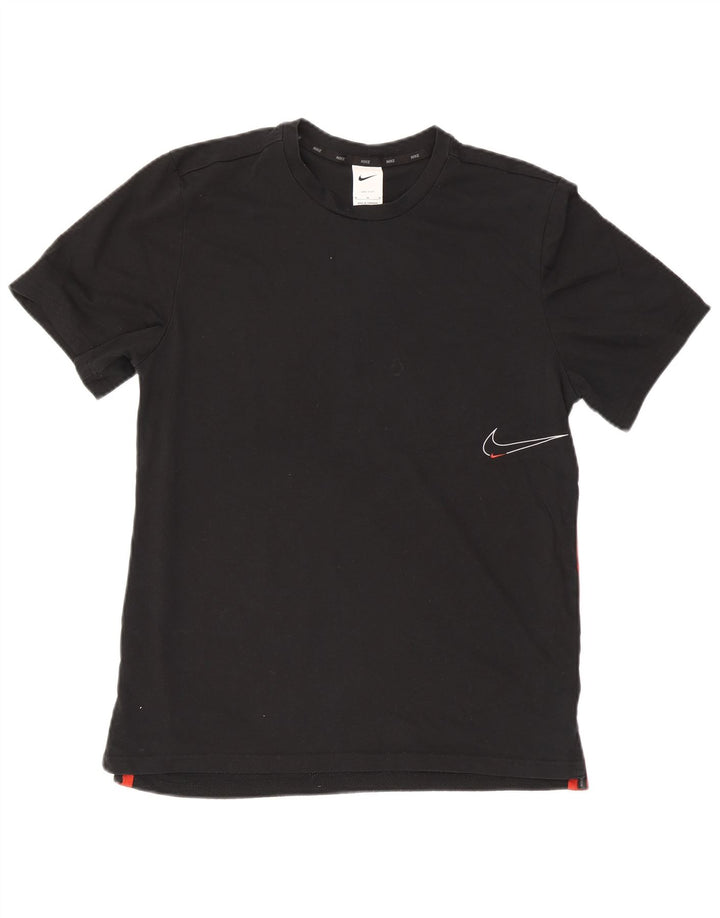 Nike Camiseta gráfica para hombre Top mediano negro de algodón con bloques de color